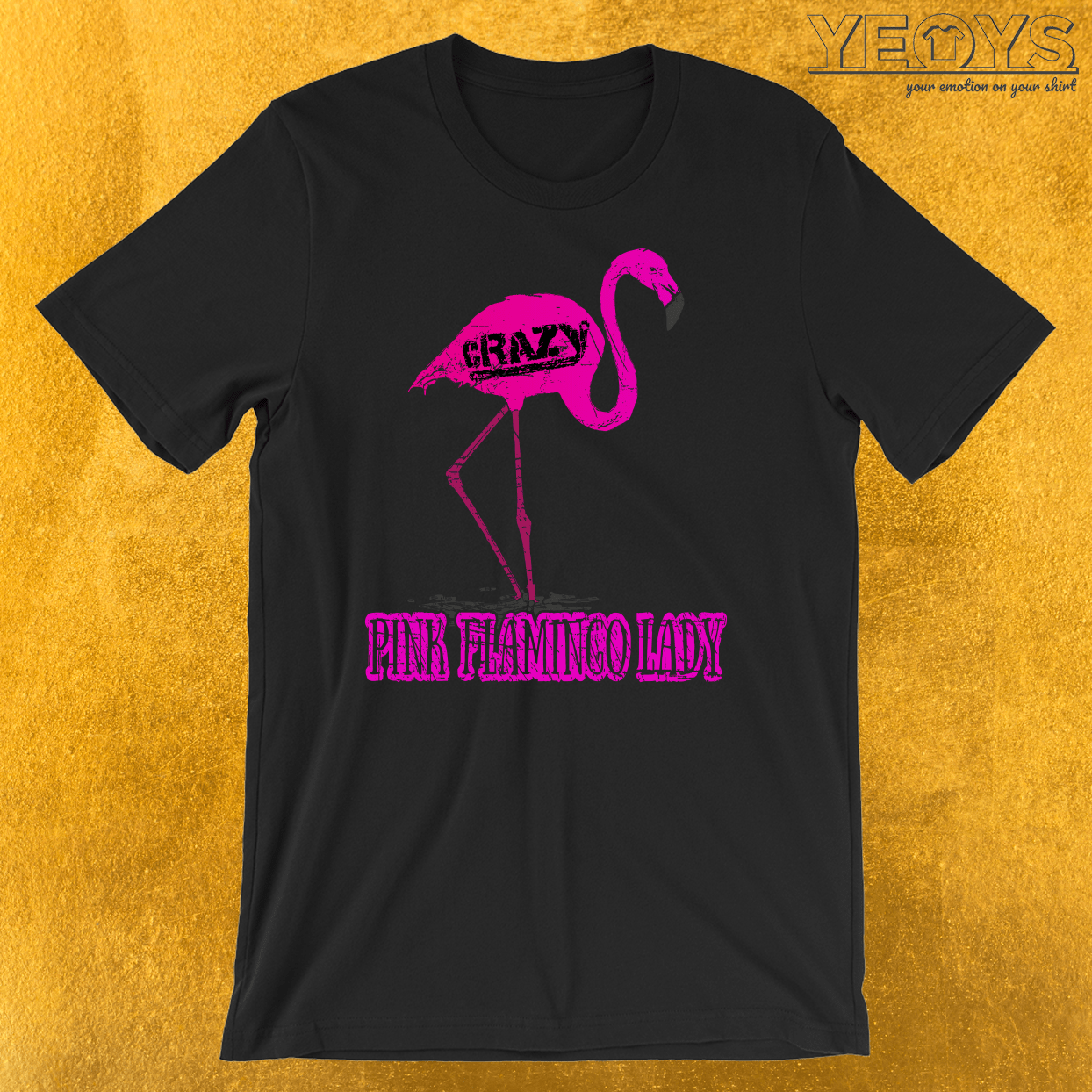 Crazy Pink Flamingo Lady TShirt