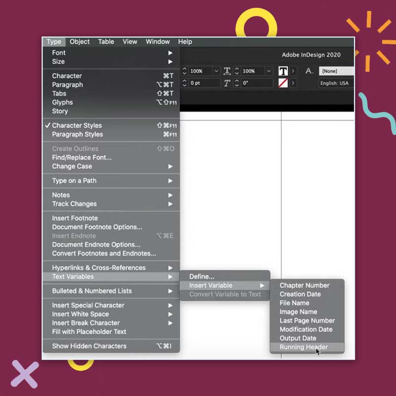 How to Create a Running Header in InDesign Yes I'm a Designer