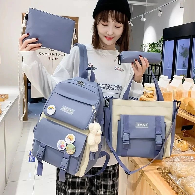 5 Pcs Sets Children's School Backpack Kawaii Women's Backpack Bookbag School Bags For teens Girls mochilas 2022