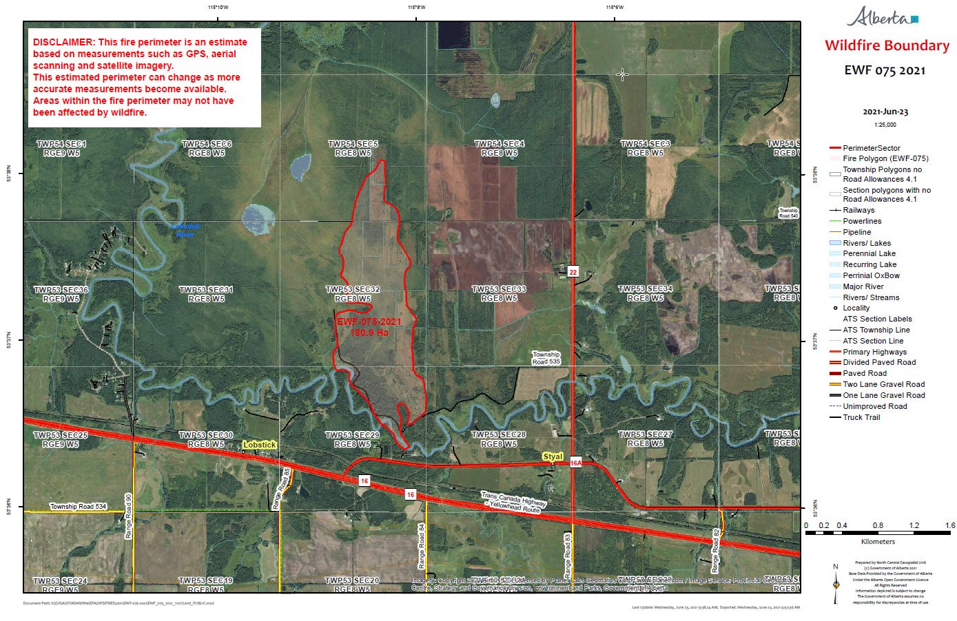 Lobstick Wildfire June 22, 2021 Yellowhead County