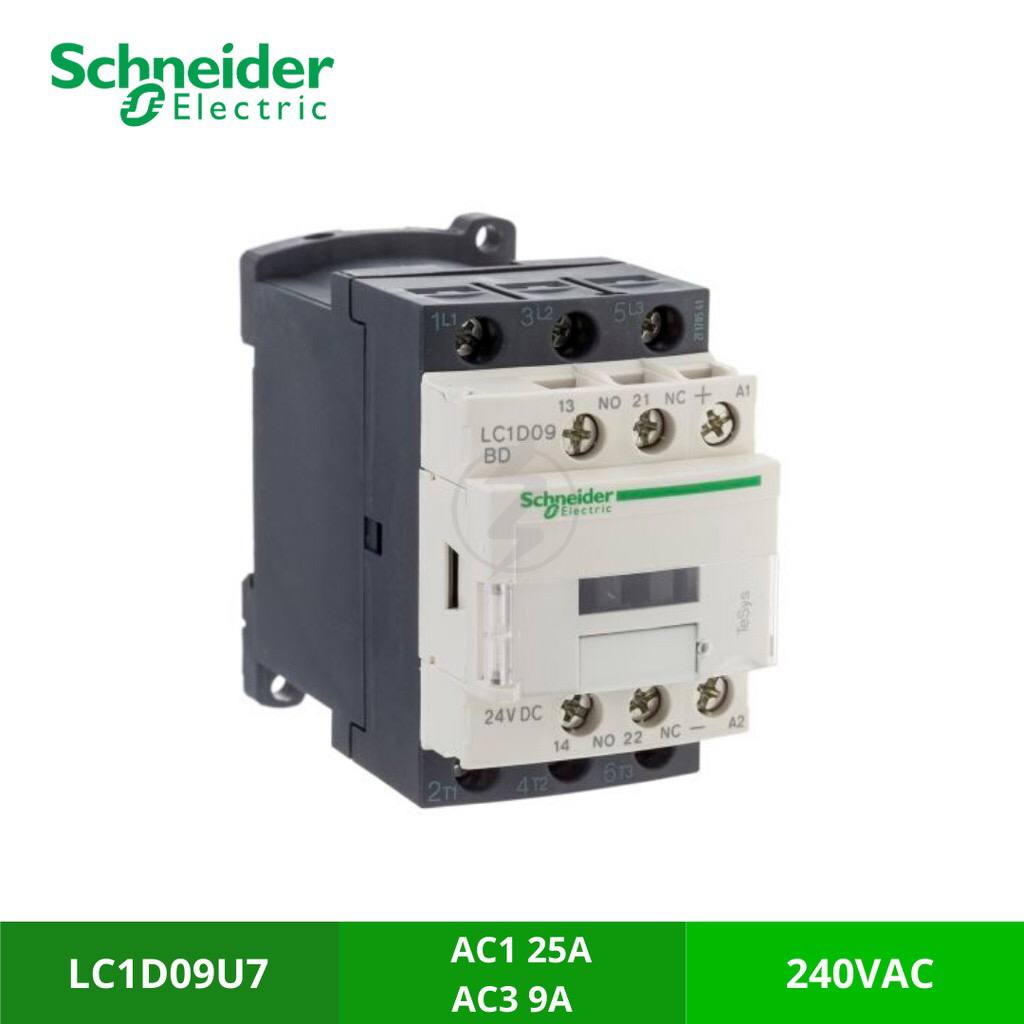 SCHNEIDER LC1D09U7 3Pole TeSys D Contactor 240VAC (AC1 25A /AC3 9A