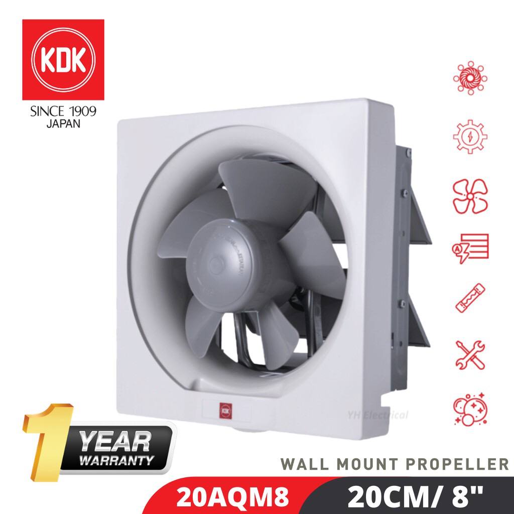 KDK Wall Ventilating Exhaust Fan 8" / 10" / 12" 20AQM8 / 25AQM7