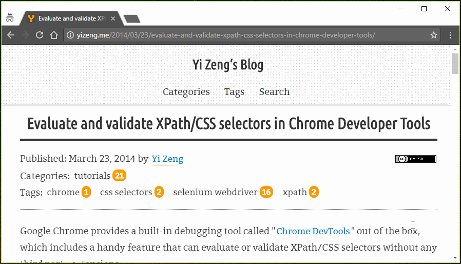Evaluate and validate XPath/CSS selectors in Chrome Developer Tools