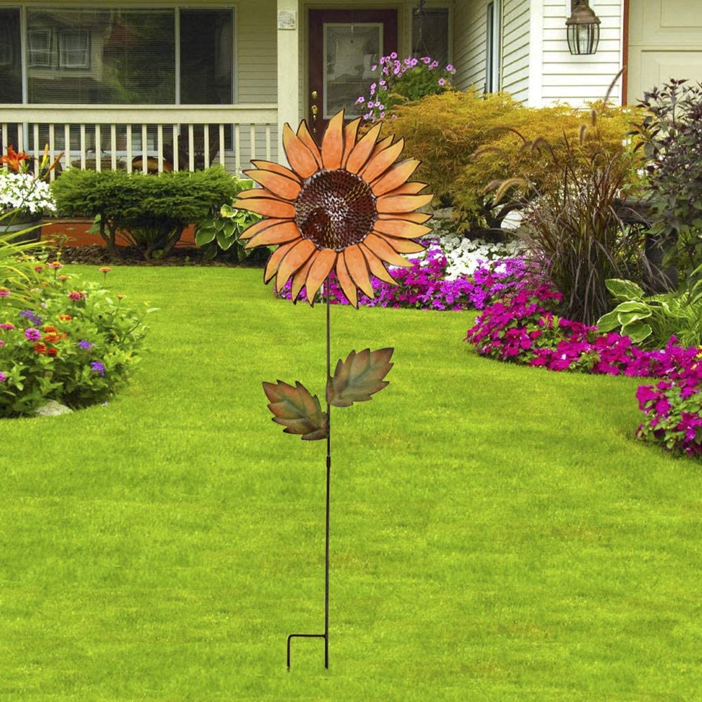 Metal Sunflower Garden Stake YK Decor