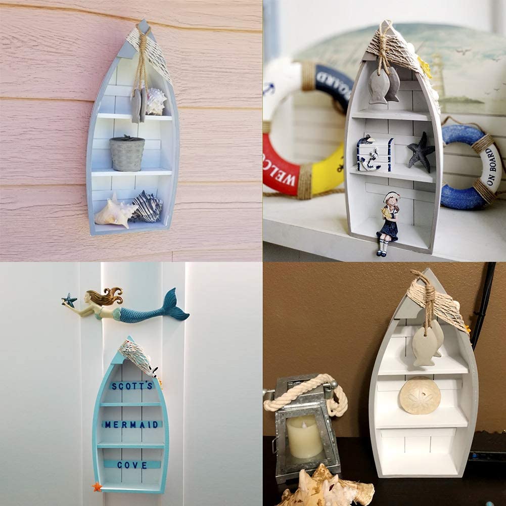 Wooden Boat Shelf YK Decor