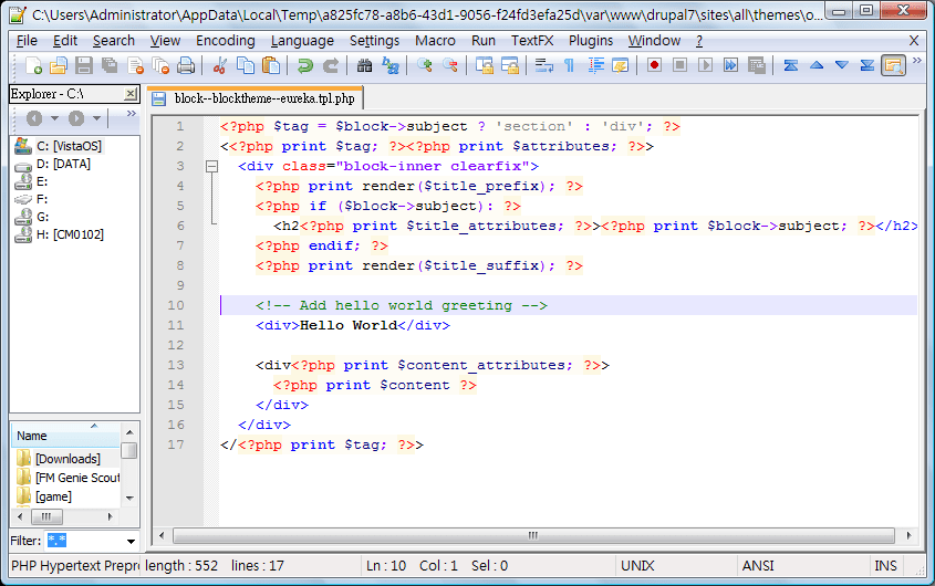 Drupal 7 Create block.tpl.php by Block Theme module Eureka!