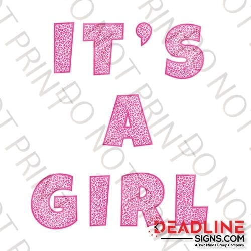 18 Inch Pink Leopard It’s A Girl Letter Set 9 Piece Yard Cards Yard