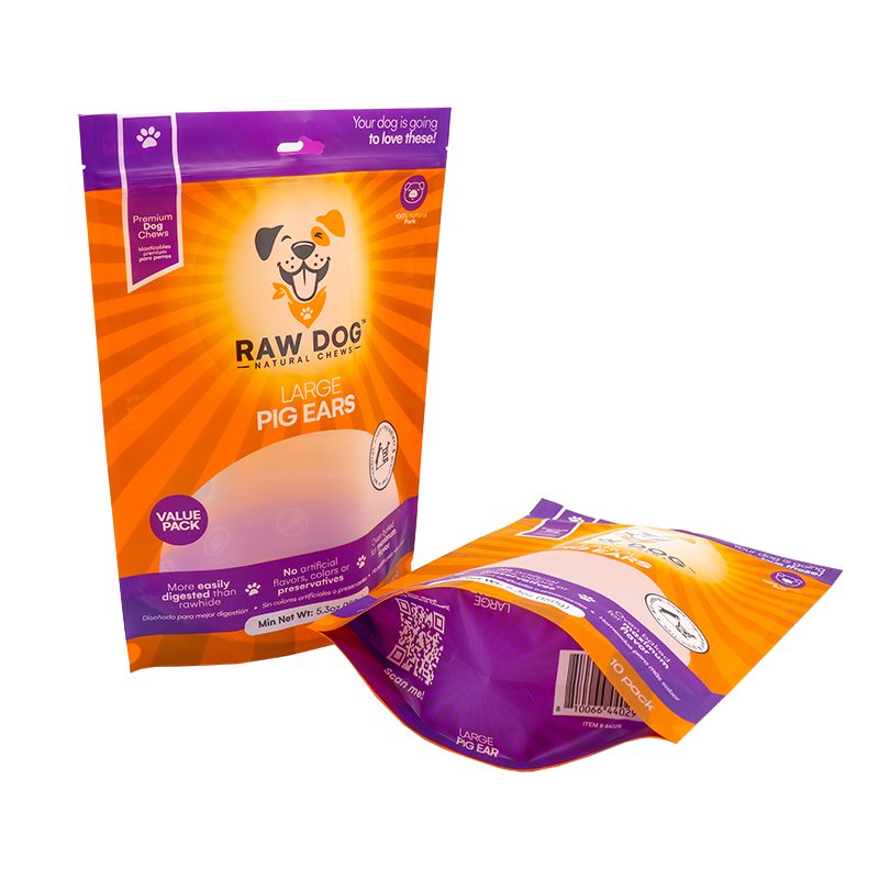 Custom Pet Food Plastic Dog Treat Packaging Dog Feed Bag With Zipper