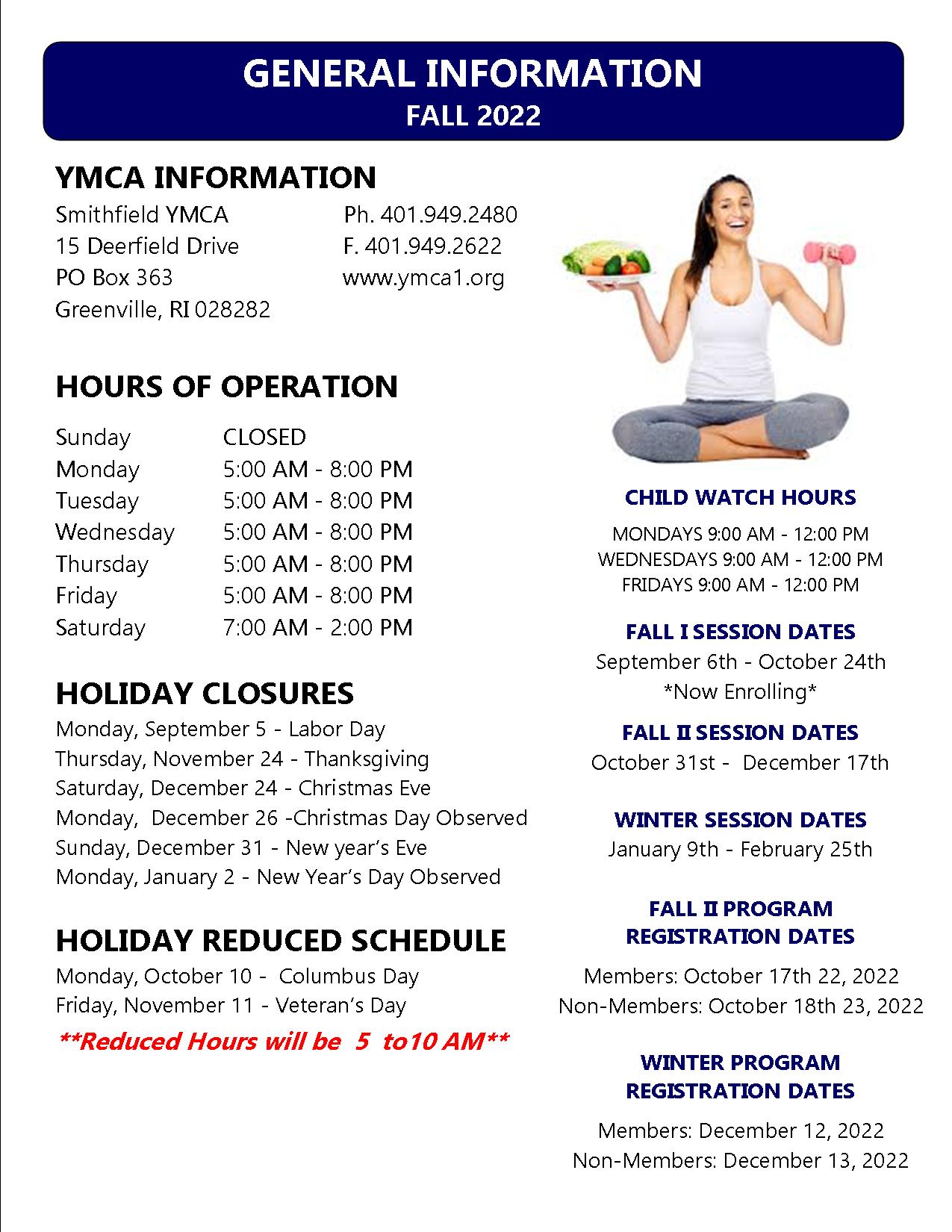 Hours of Operation Smithfield YMCA