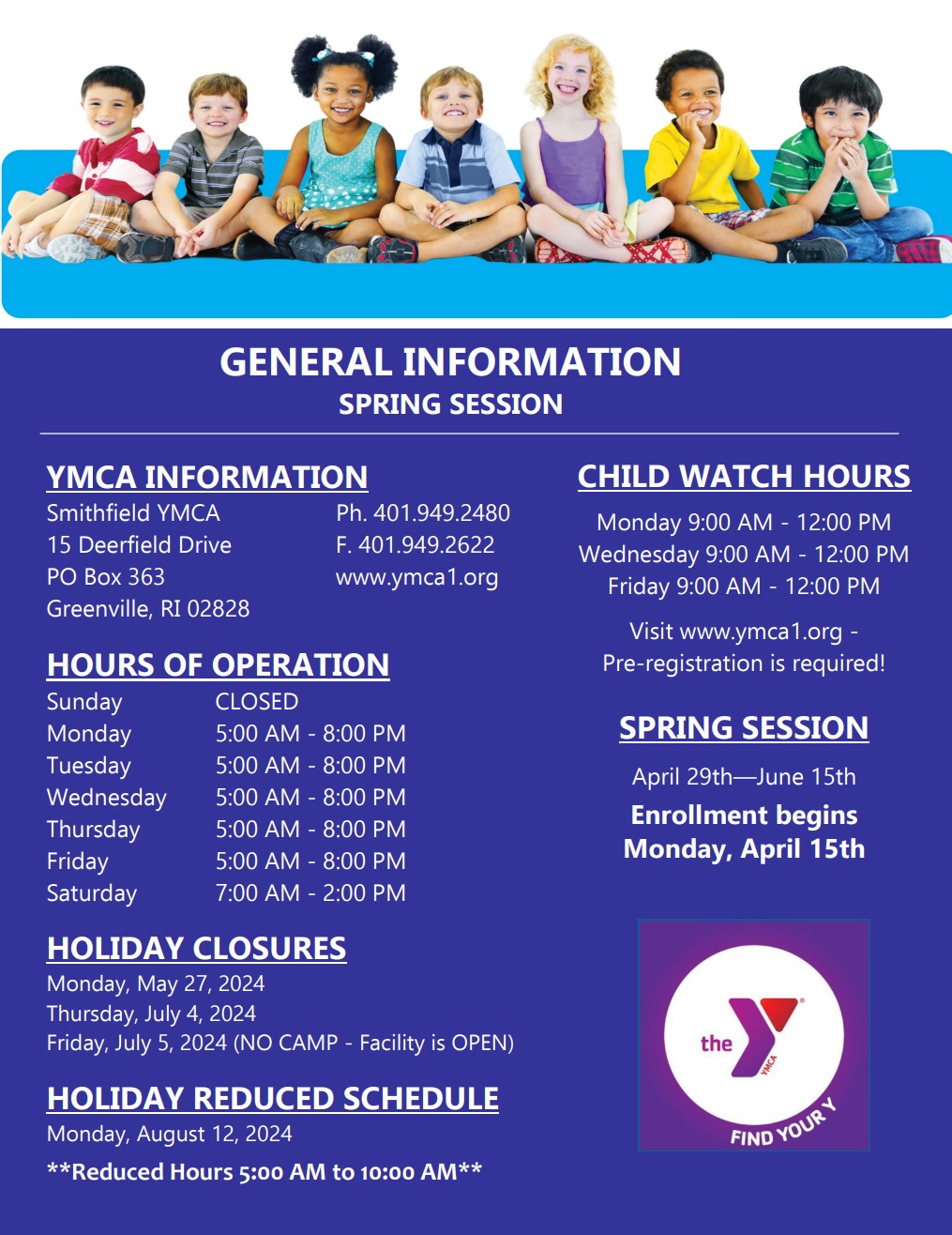 Hours of Operation Smithfield YMCA