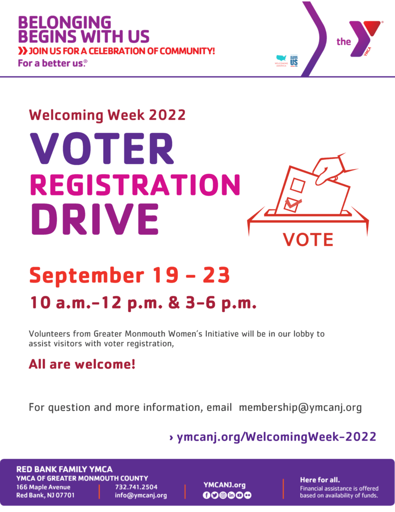 Voter Registration Drive YMCA of Greater Monmouth County