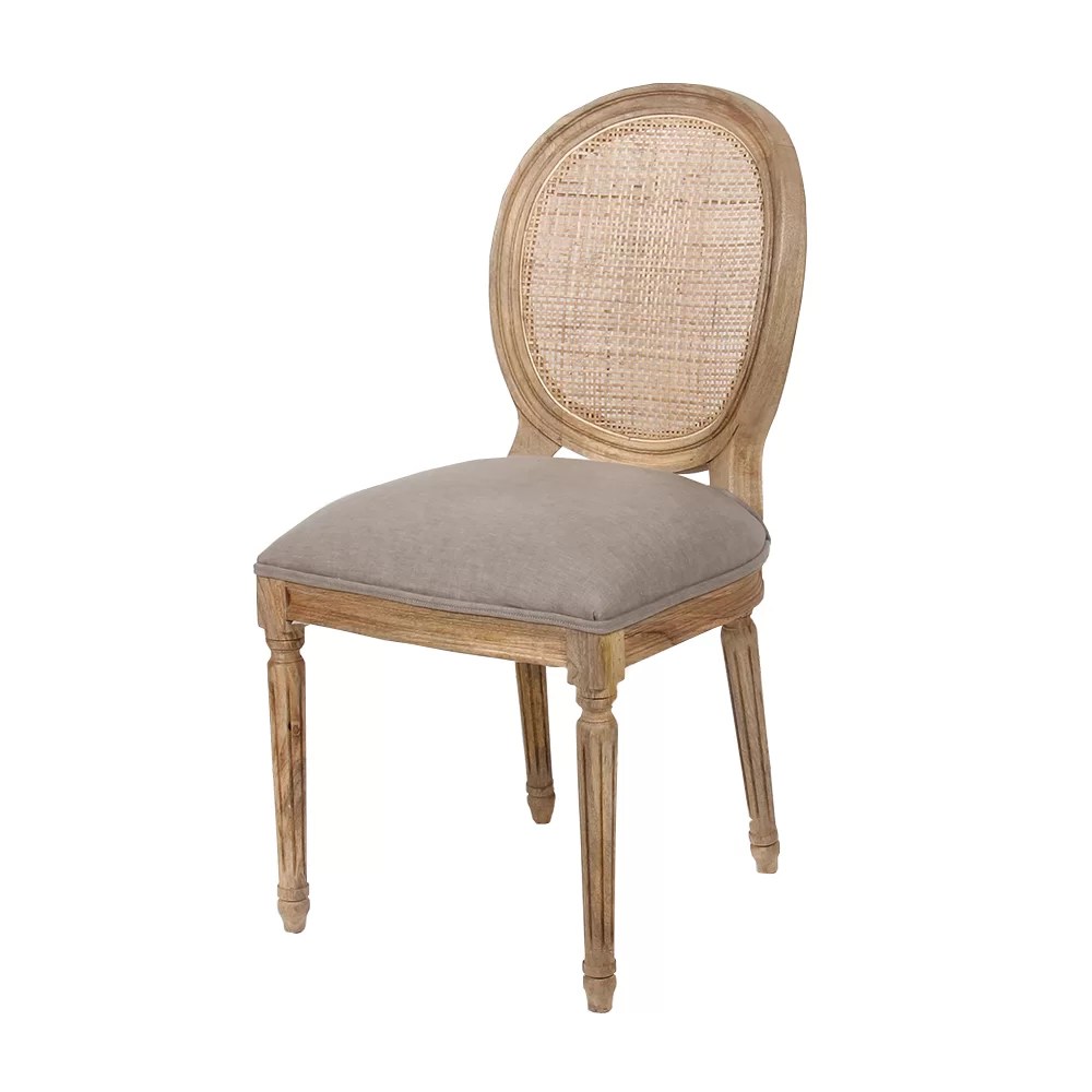 Bulli Round Marble Top Farmhouse Dining Table with Log Wood Base