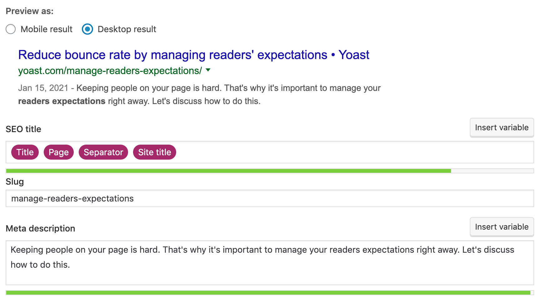 Meta descriptions Yoast SEO Features • Yoast