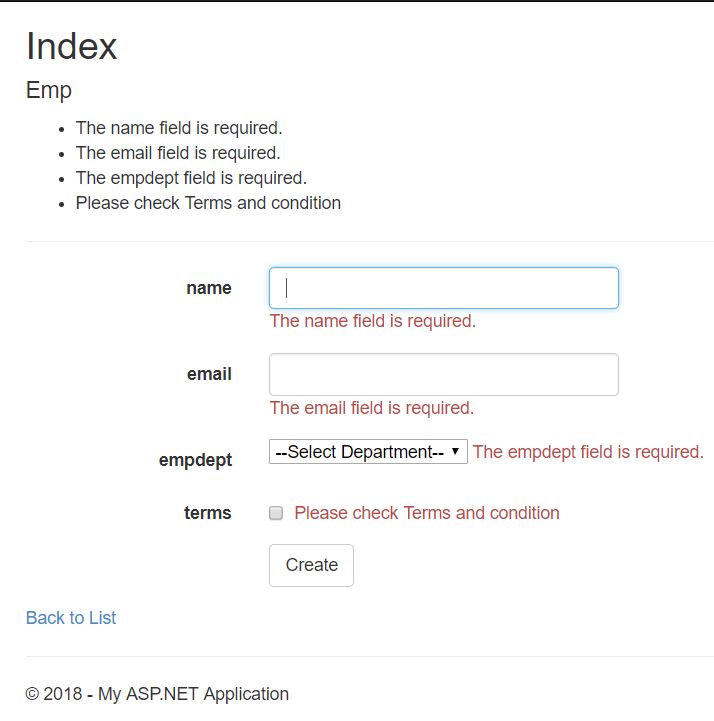 Example of server side and client side validation example using