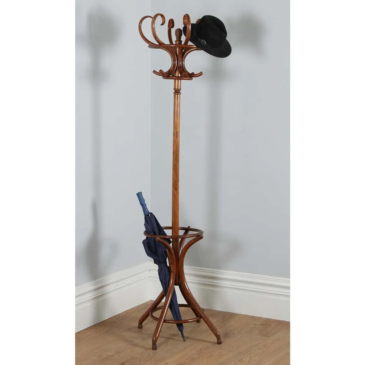 Antique Edwardian Bentwood Coat, Hat, Stick & Umbrella Hallstand / Hat