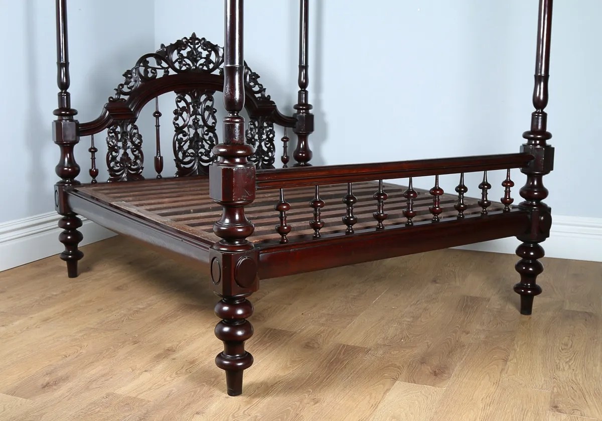Antique 5ft 8” Victorian Colonial Raj Four Poster Bed (Circa 1880