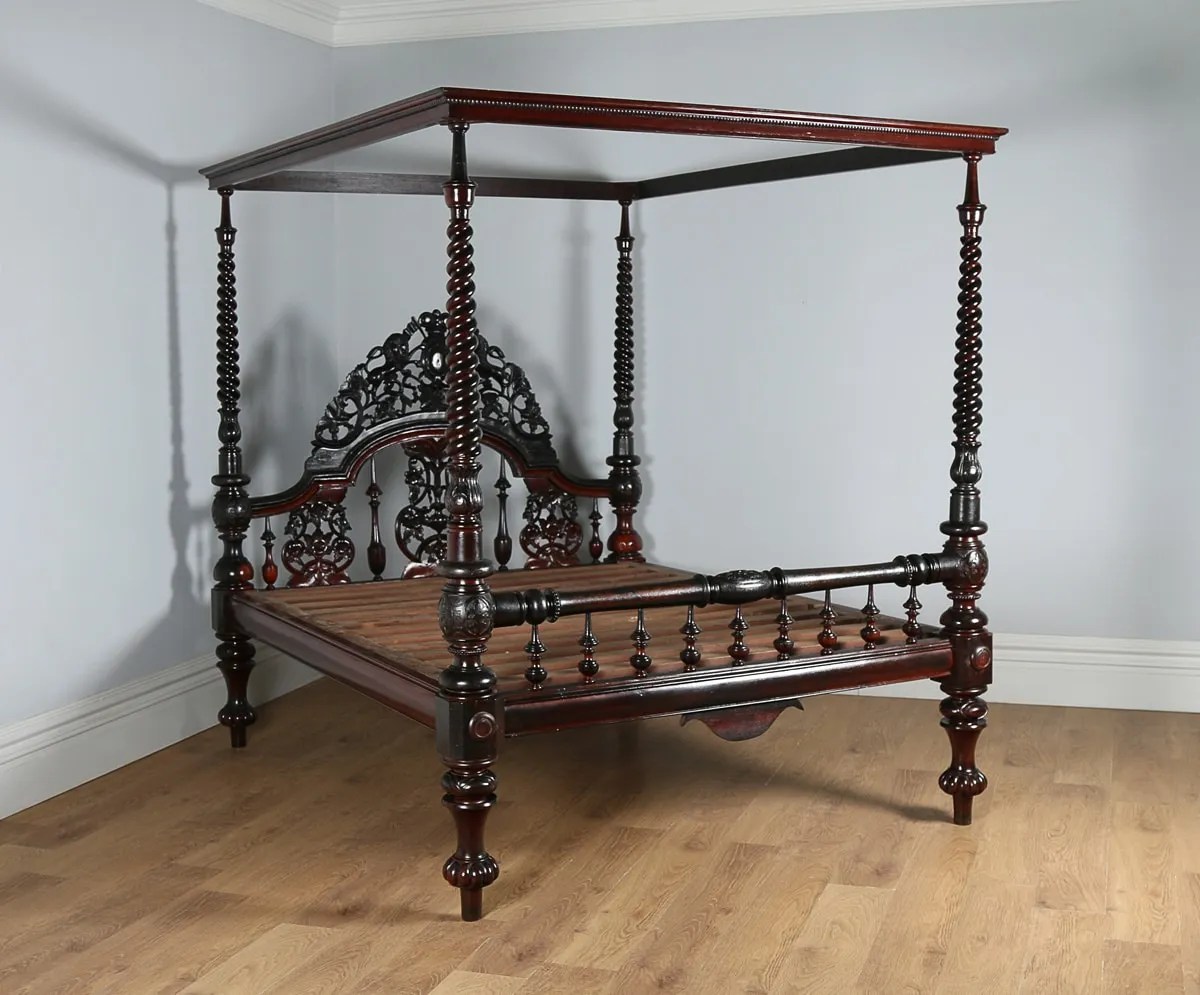 Antique 5ft 8” Colonial Raj Victorian Four Poster Bed (Circa 1880