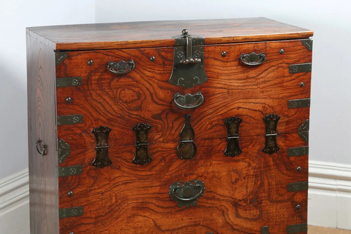 Antique Regency Colonial Elm Campaign Tea Chest (Circa 1820) Yola