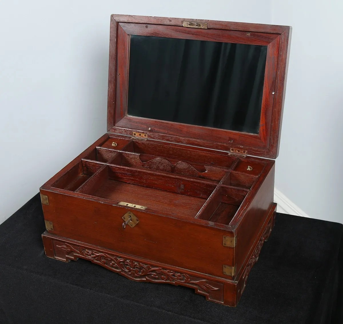 Antique Victorian Colonial Mahogany Jewellery / Sewing Box (Circa 1880) Yola Gray Antiques