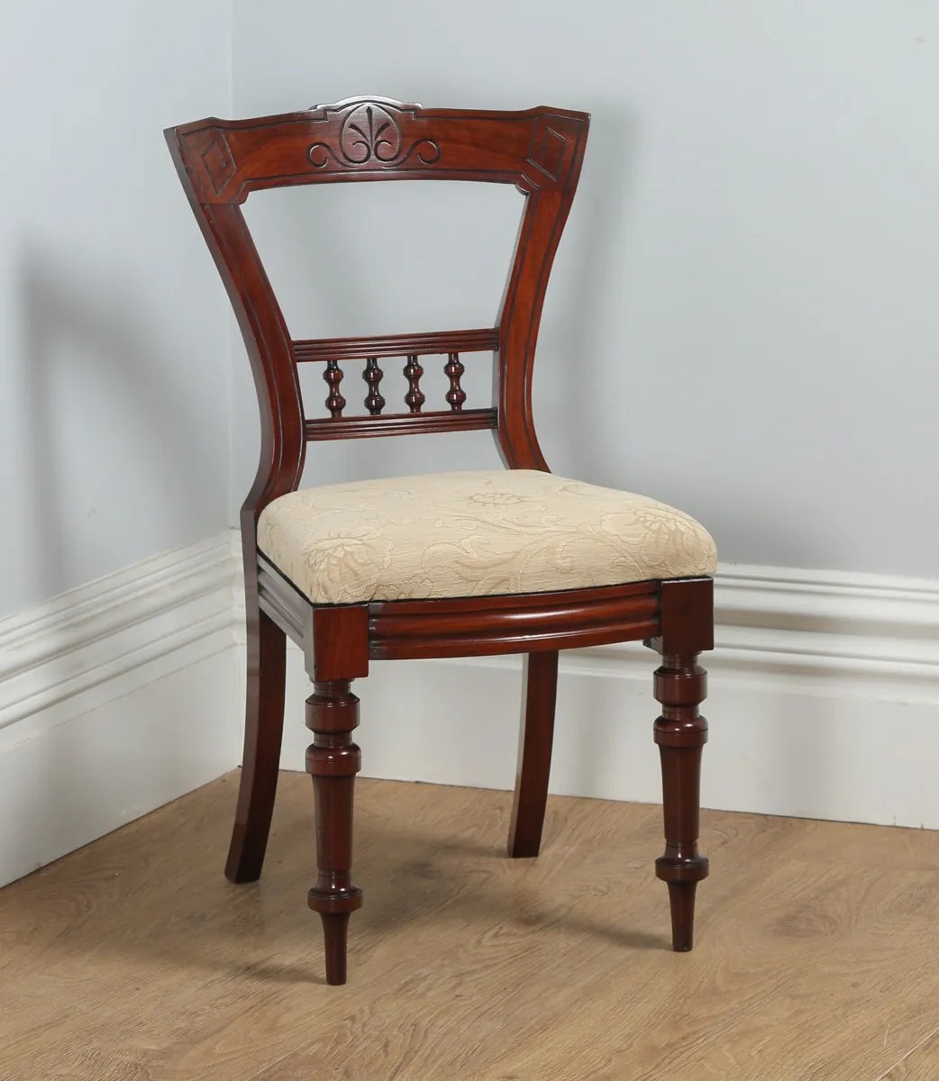 Antique Victorian Set of 10 Mahogany Upholstered Dining Chairs by J.B.C