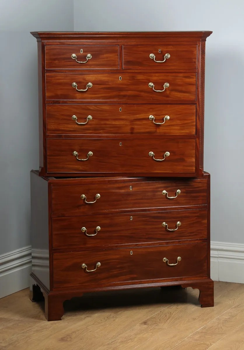 Antique English Mahogany Tallboy Chest on Chest of Drawers (Circa 1780) Yola Gray