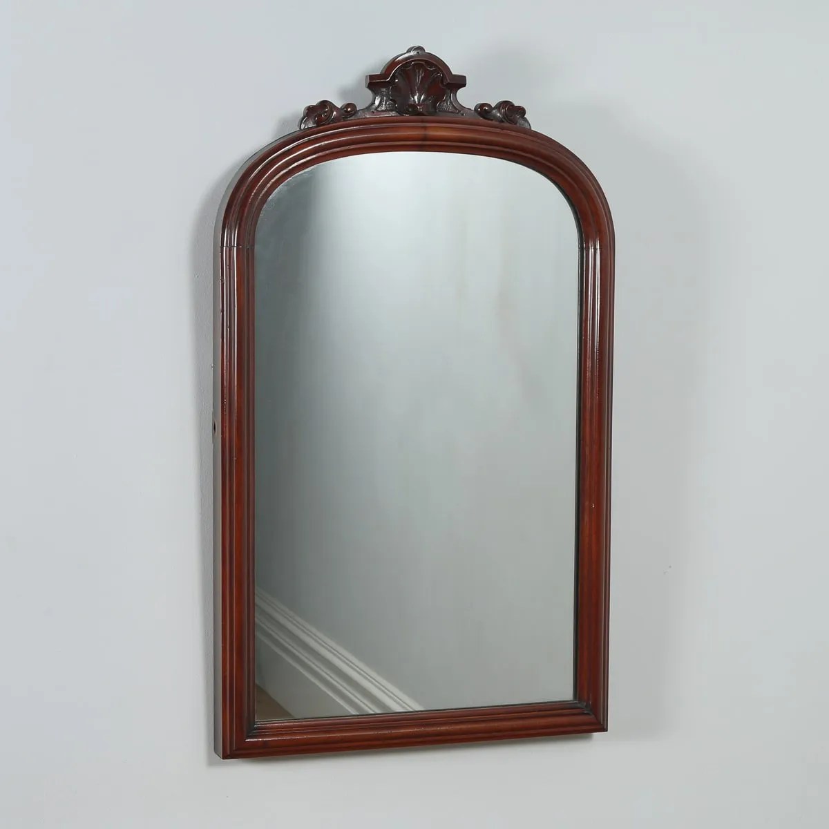 Antique English Victorian Mahogany Rectangular Wall Mirror (Circa 1870