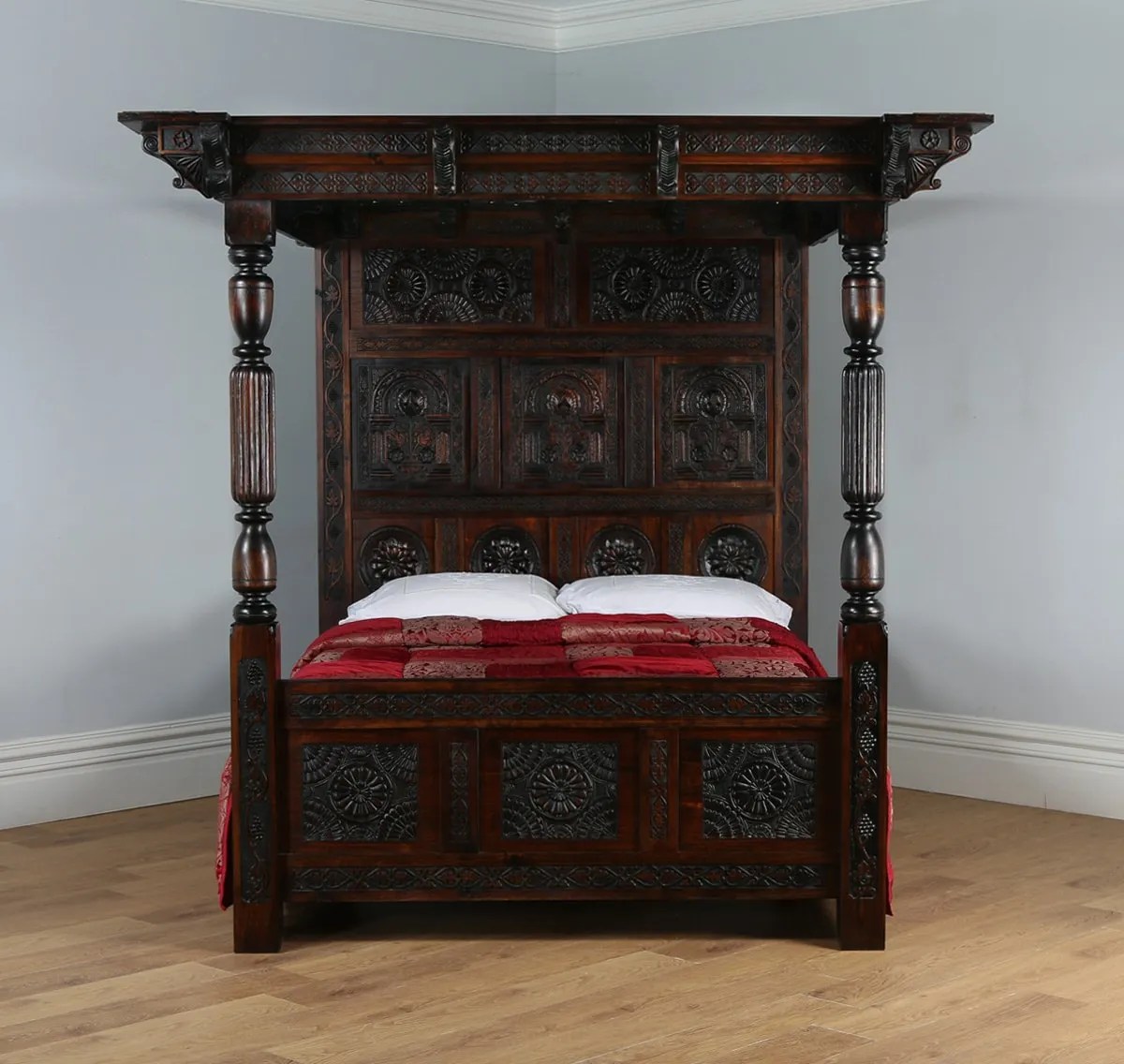 Tudor Style King Size Full Tester Four Poster Bed (5ft Wide) Yola