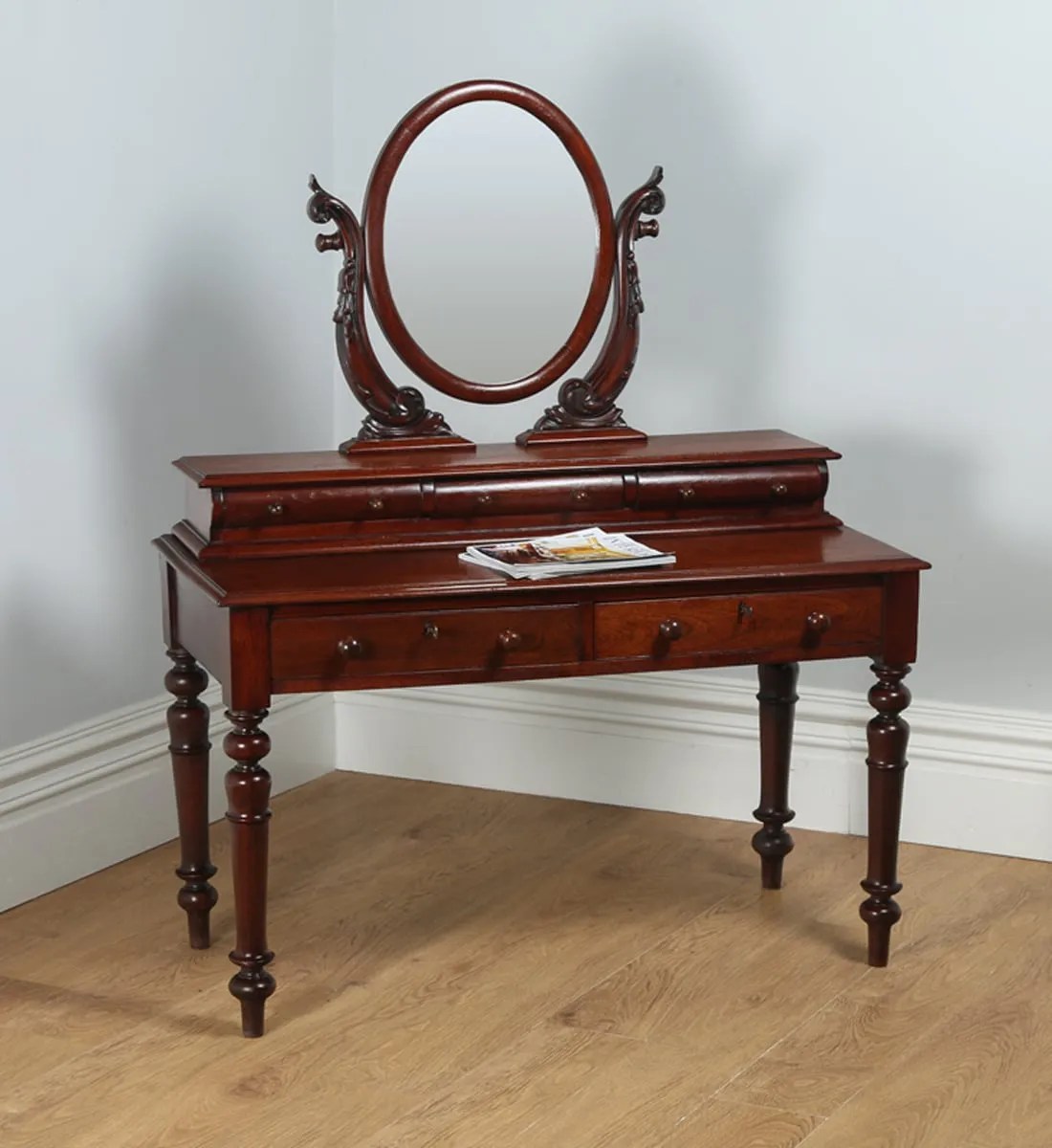 Antique Victorian Anglo Indian Colonial Teak Dressing Table with Mirror