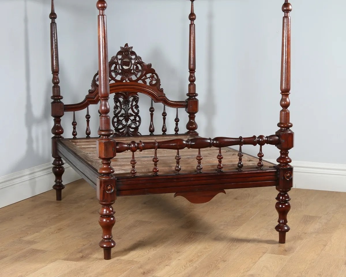 Antique 4ft 6” Victorian Anglo Indian Colonial Raj Teak Double Four