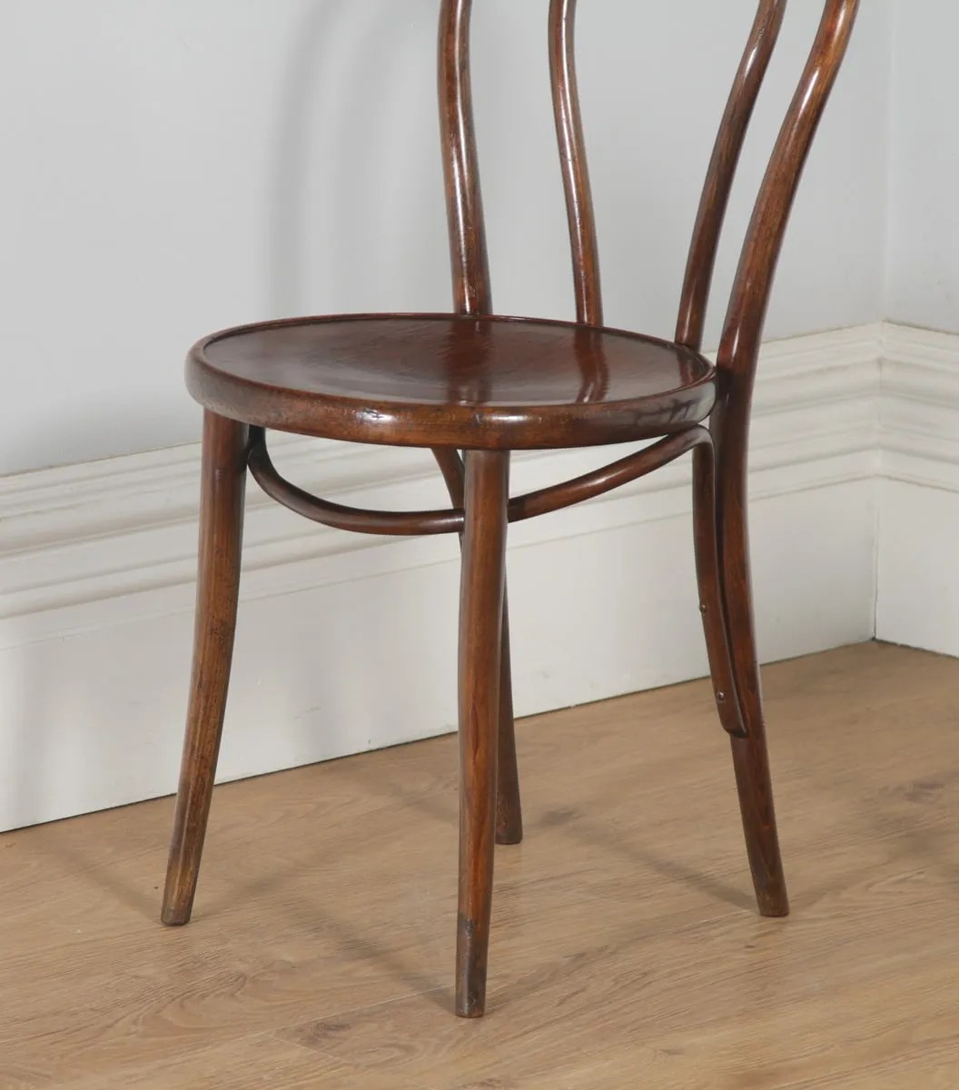 Antique Set of Five Bentwood Beech Hoop Back Kitchen Bistro Cafe Dining