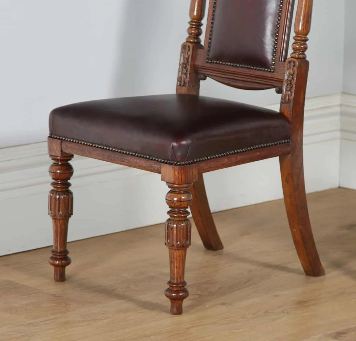 Red Leather Dining Chairs Victorian Oak Set of 8 Yola Gray Antiques