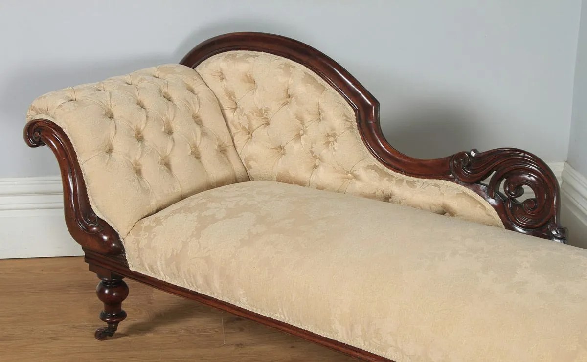 Victorian Chaise Longue English Carved Mahogany Yola Gray Antiques