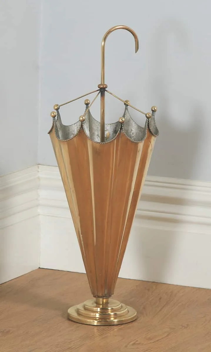 Brass Umbrella Stand Shaped English Art Deco Yola Gray Antiques