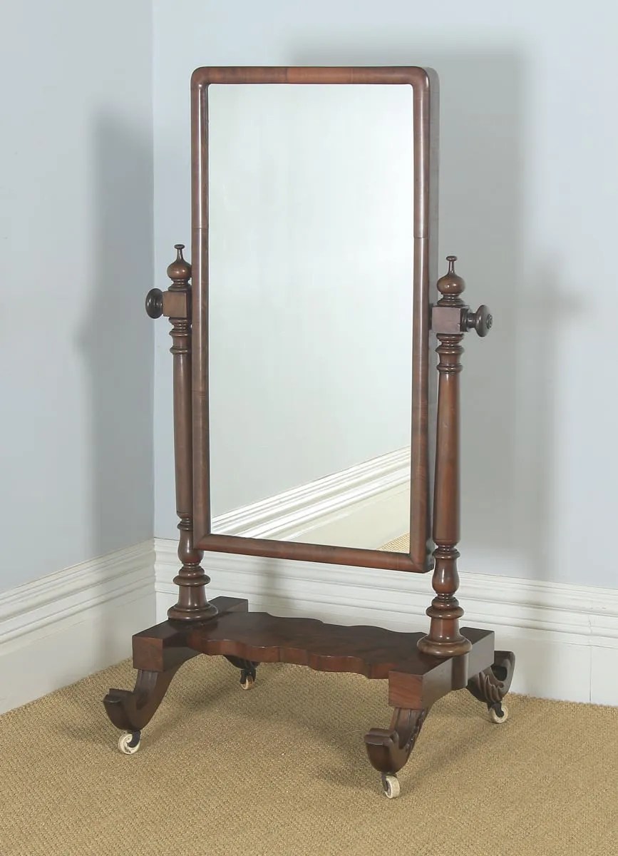 Victorian Cheval Mirror Mahogany Floor Standing Yola Gray