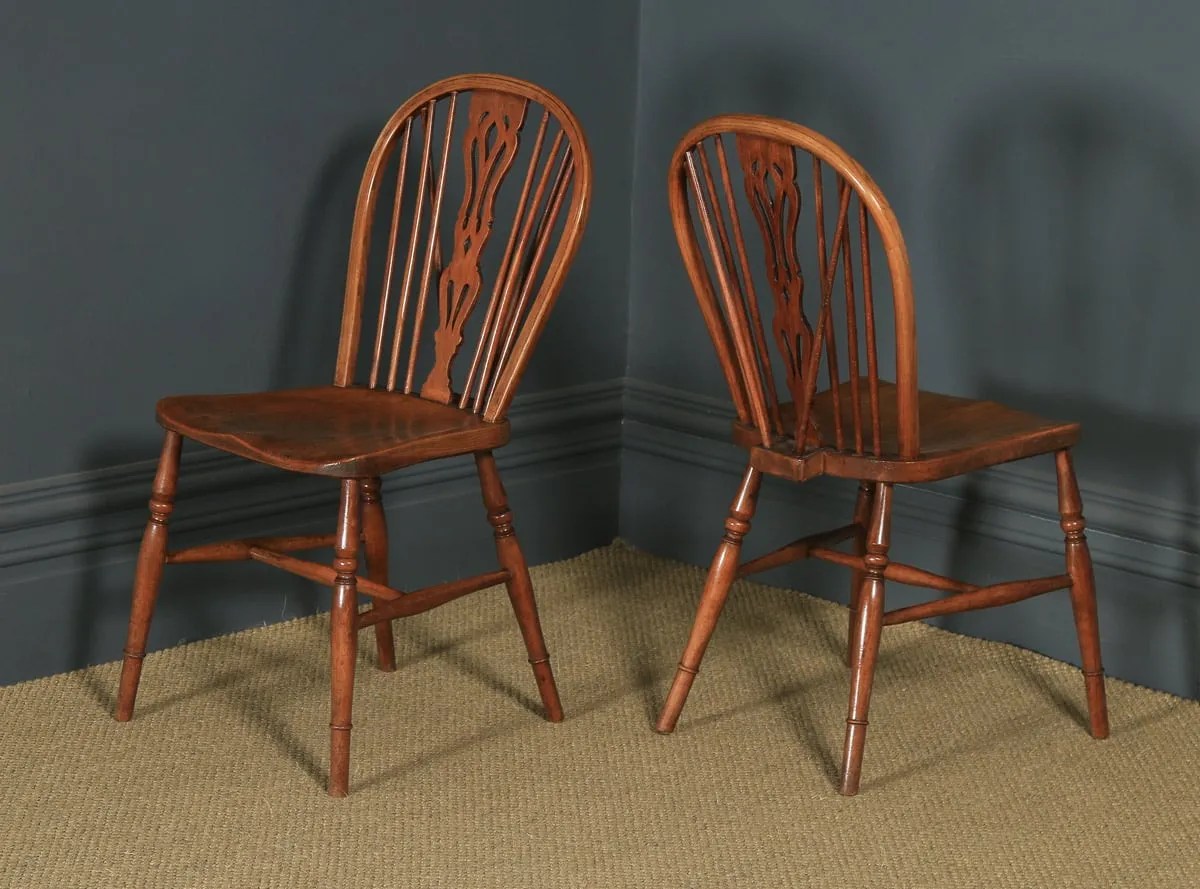 Fiddle Back Dining Chairs English Set of 6 Six Yola Gray Antiques