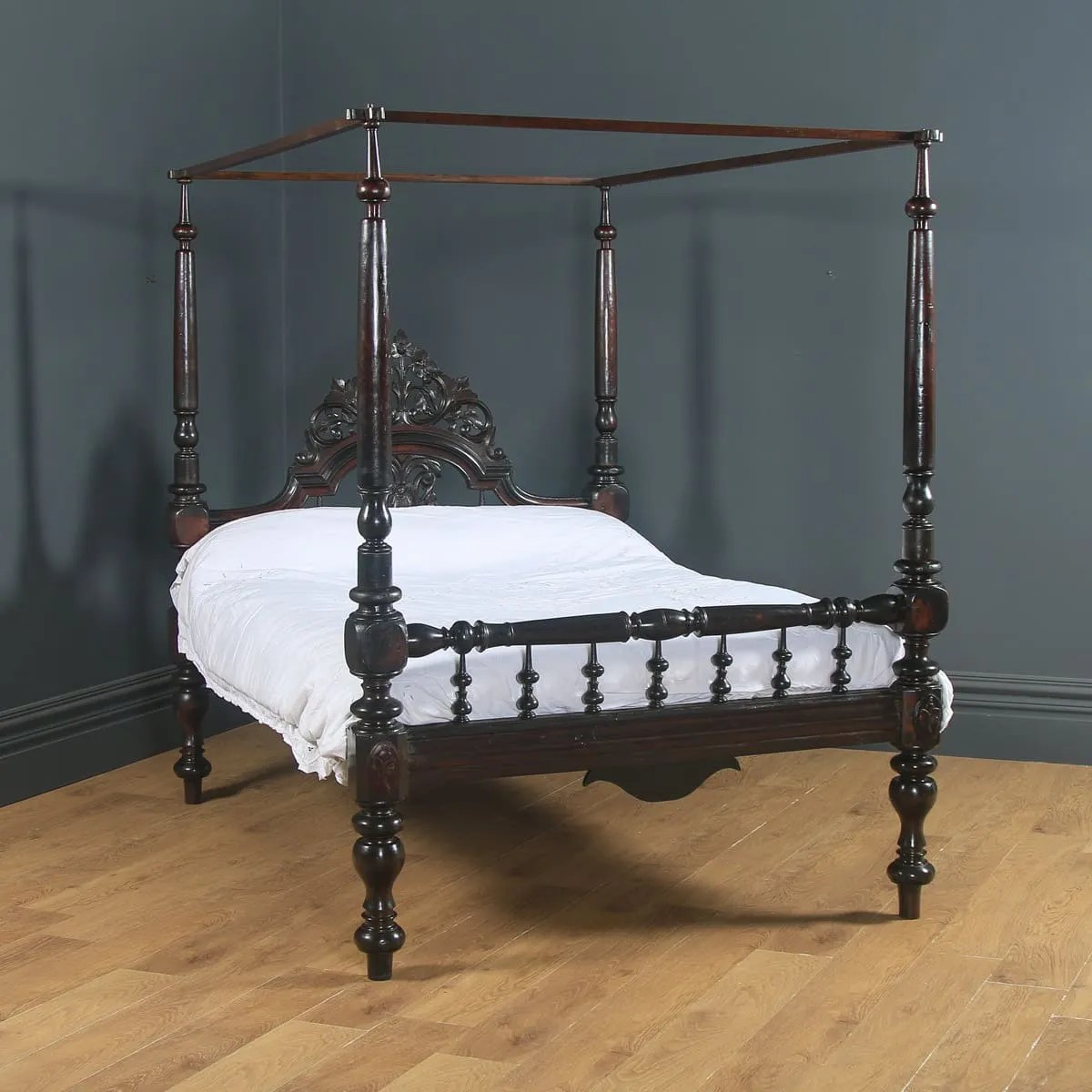 Victorian Four Poster Bed Colonial Double 4ft 6 Size Yola Gray Antiques