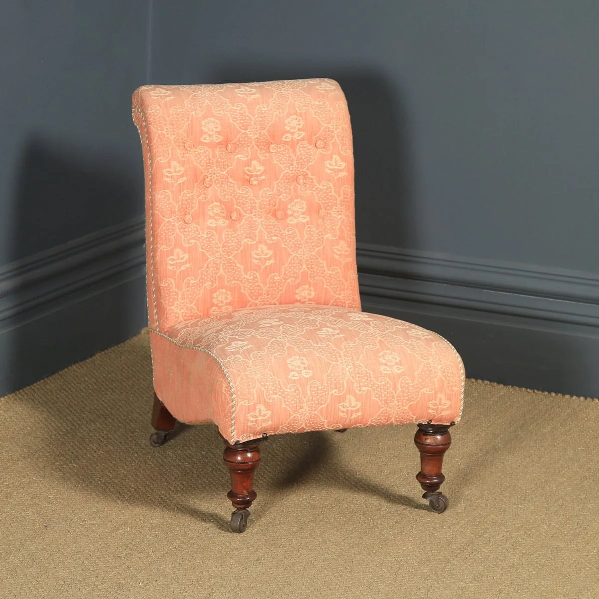 Victorian Nursing Chair Mahogany Upholstered Yola Gray Antiques