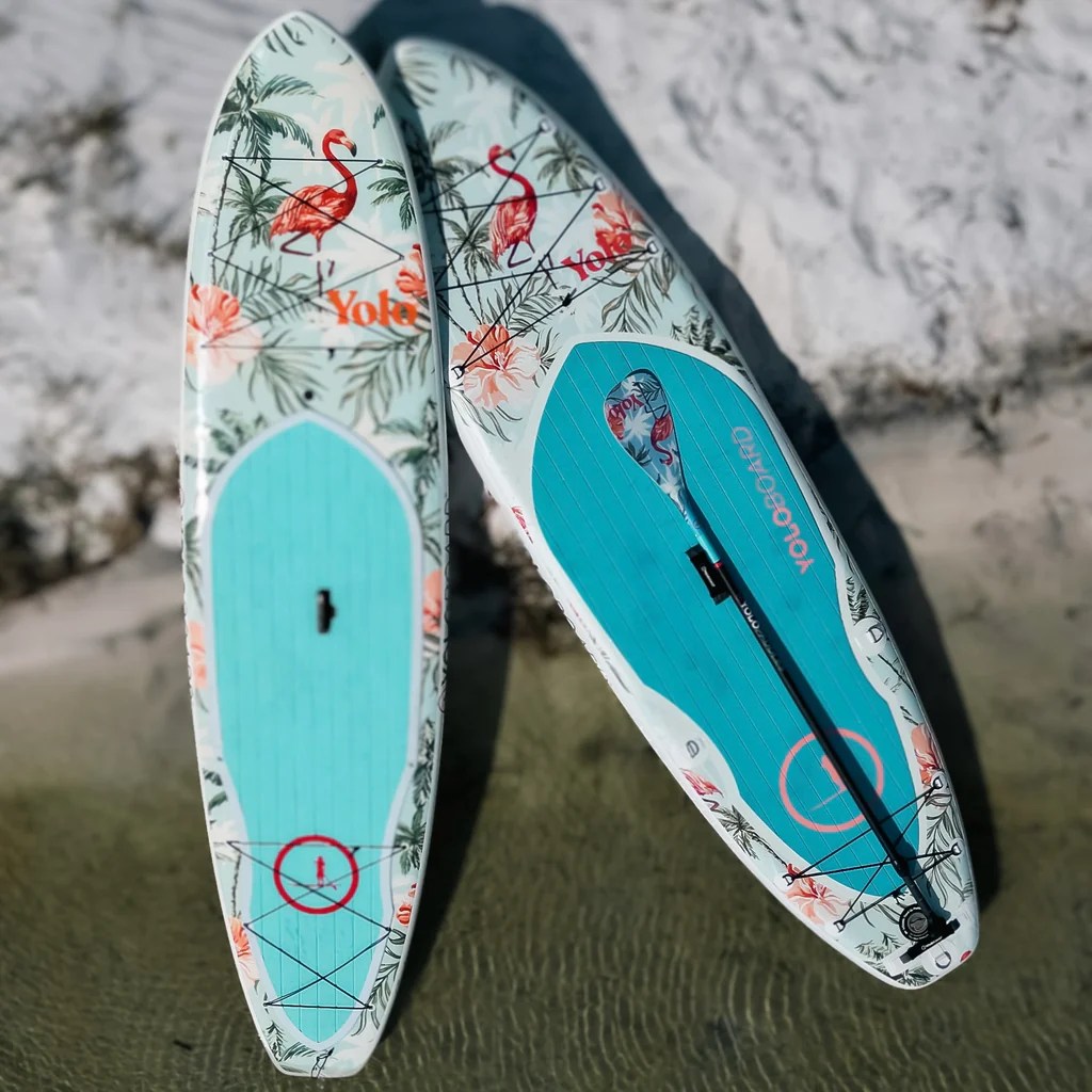 YOLO Flamingo 10'6 Inflatable Stand Up Paddle Board YOLO Board and Bike