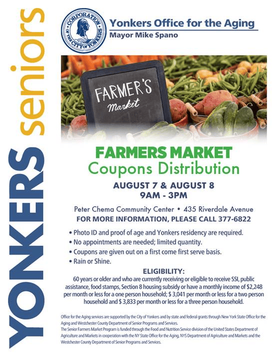 Yonkers Office of Aging Farmers Market Coupon Distribution August 78 Yonkers Times