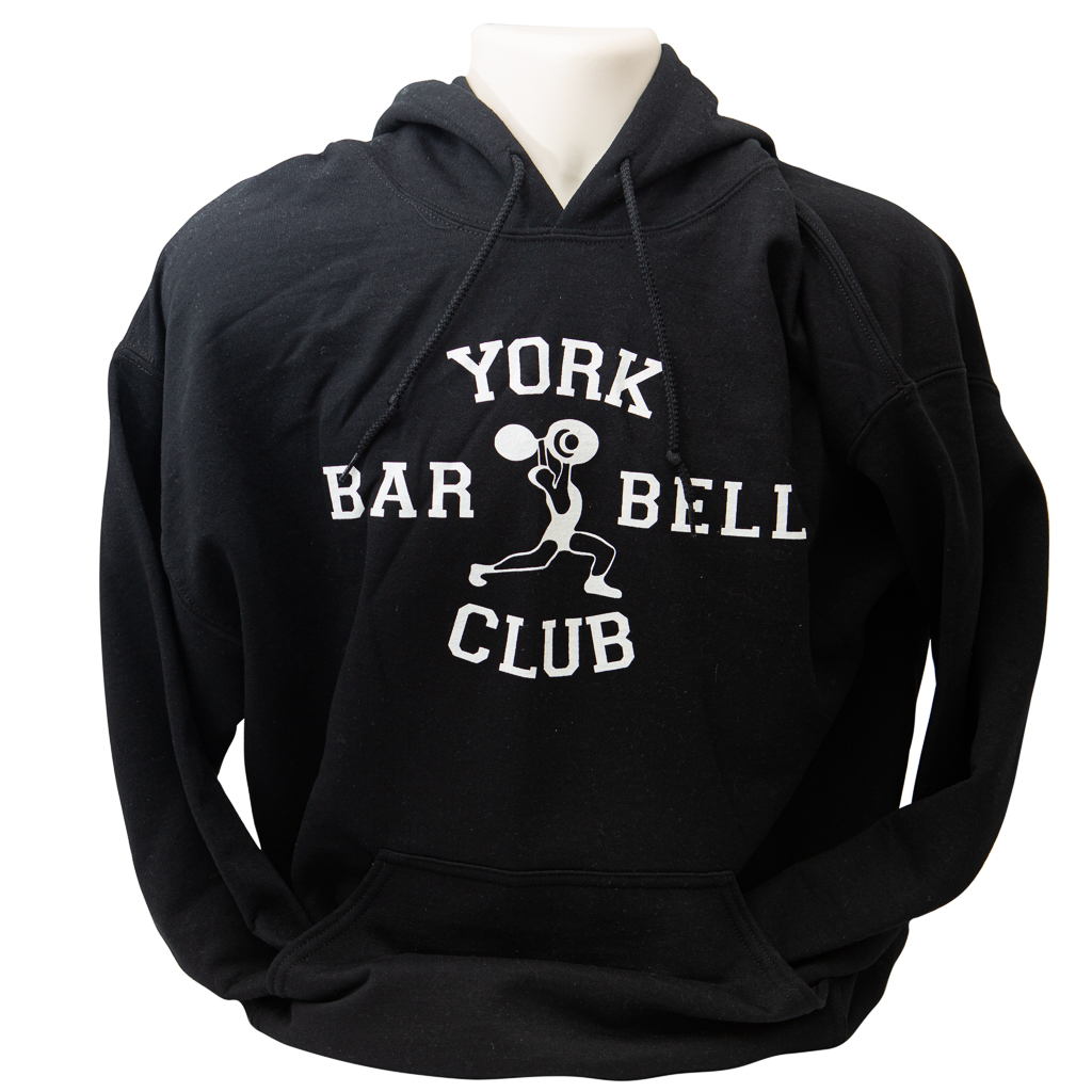 York Barbell Club Logo Pullover Hoodie Black York Barbell