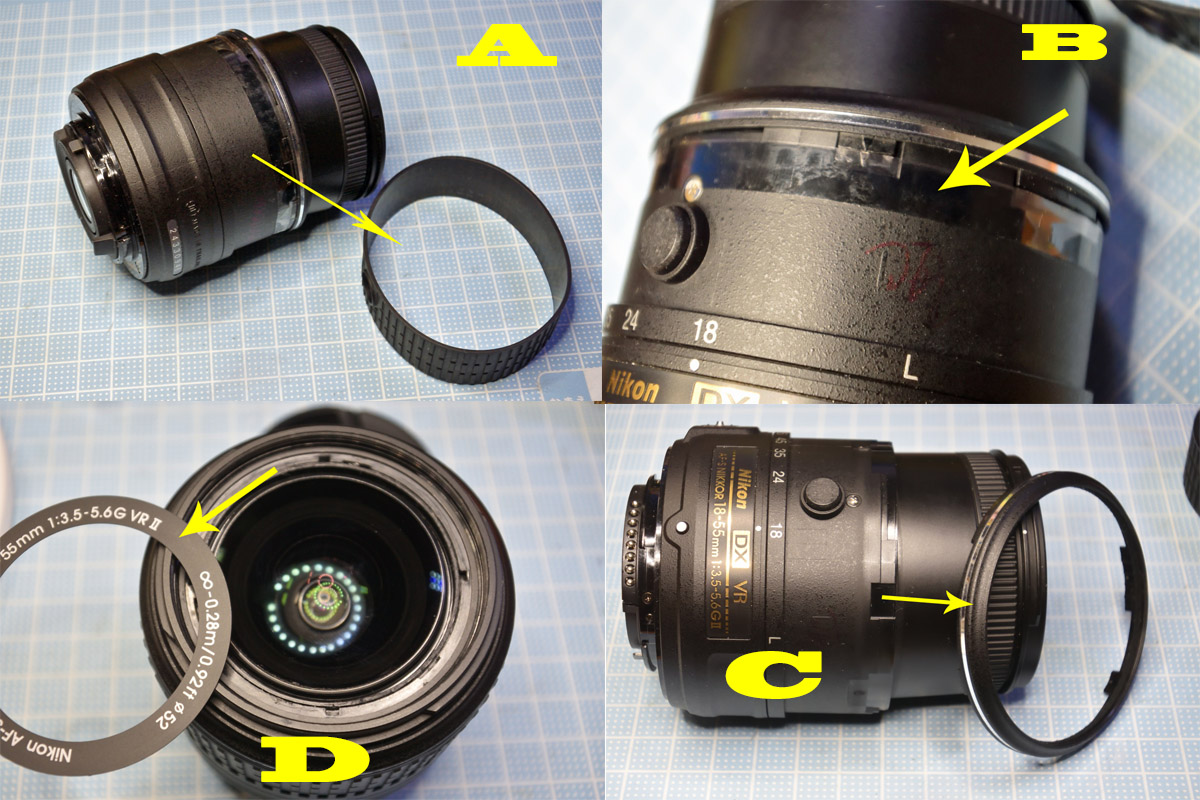 ニコン「AFS DX 1855mm f3.55.6G VRⅡ」破損修理・分解 ヨッシーハイム
