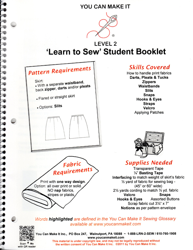 Learn to Sew Student Booklets