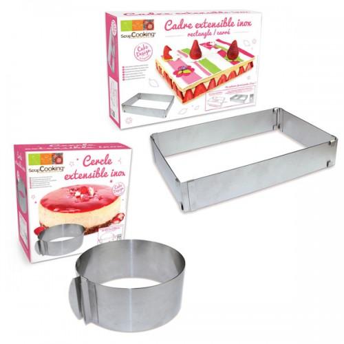 2 adjustable cake rings circle & rectangle Creative Cooking