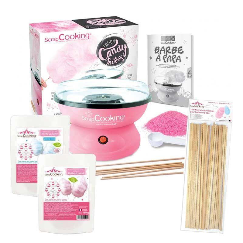 Cotton Candy kit Machine + pink & blue preparation 800 g + 100 sticks