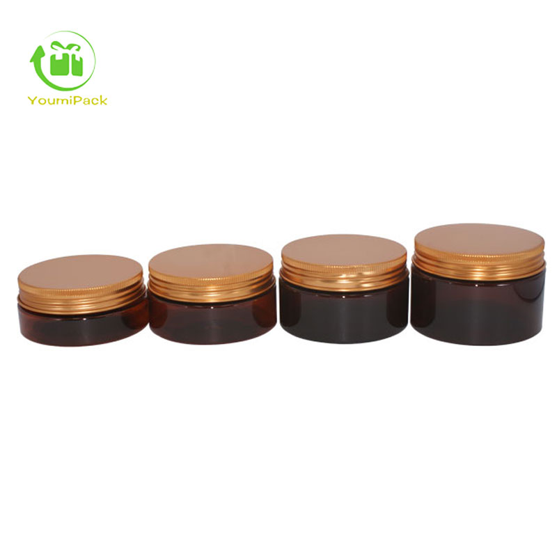 amber PET jars with aluminum lid