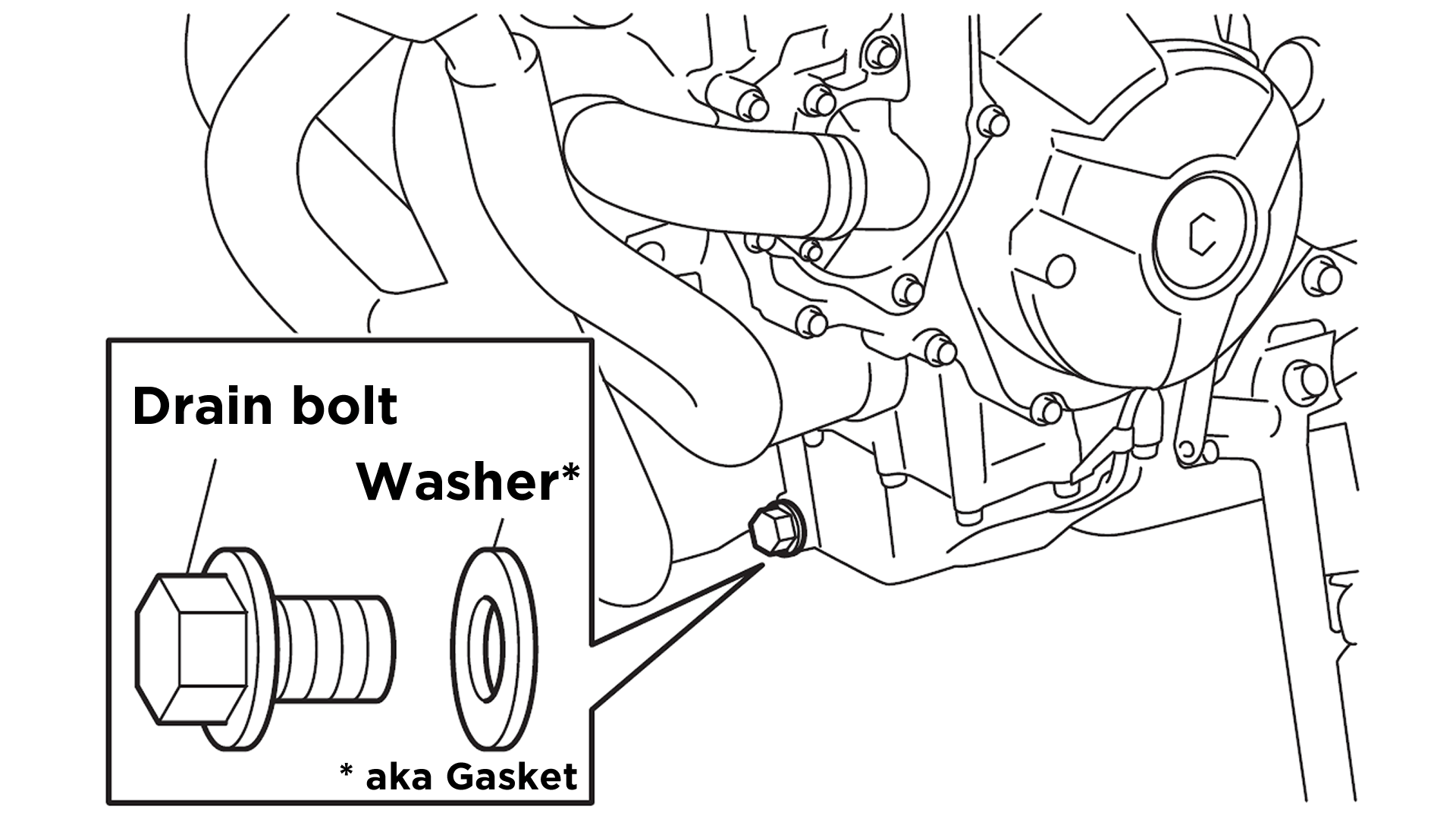 Step 2) Remove drain bolt and washer YouMotorcycle