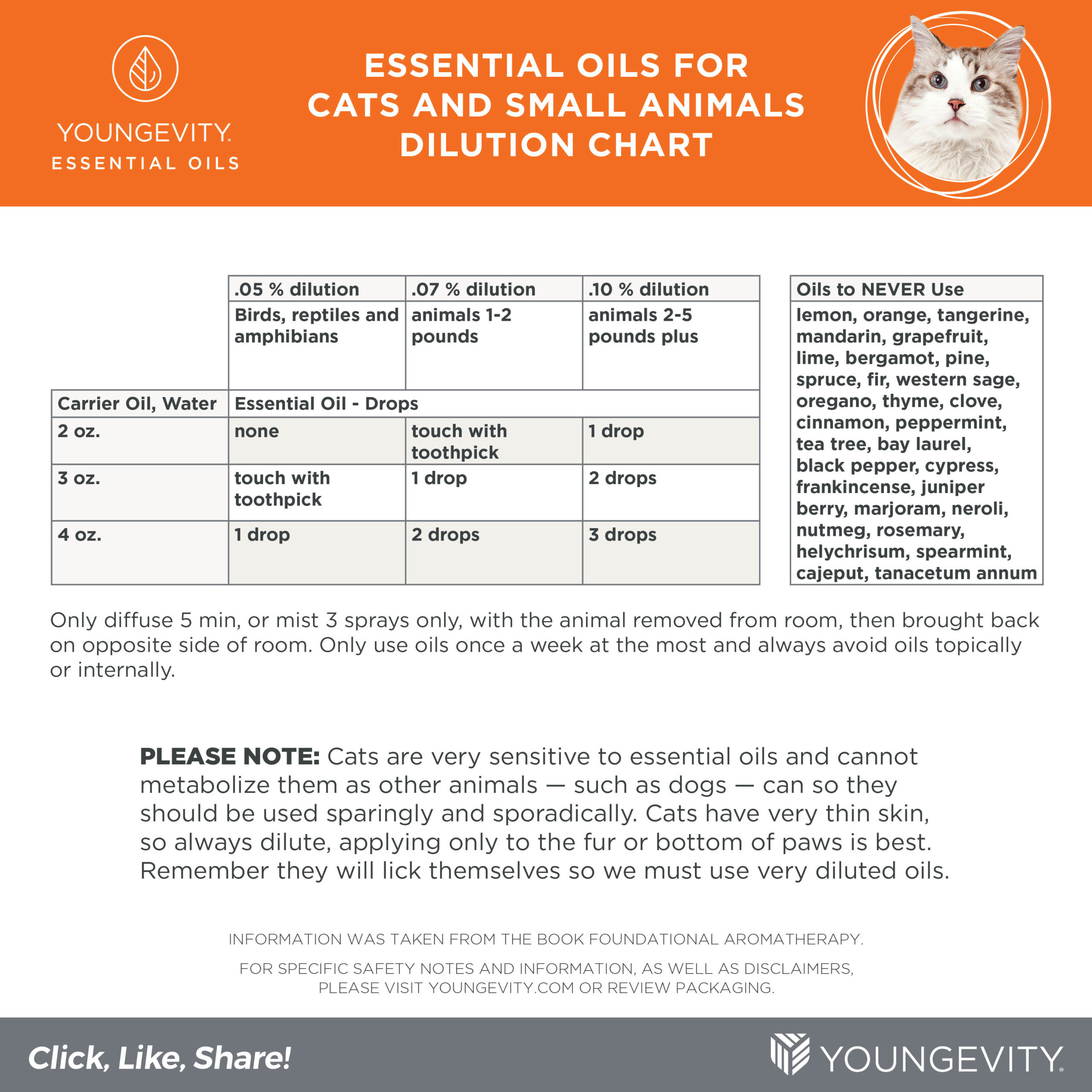 Essential Oils for Cats and Small Animals Dilution Chart Youngevity