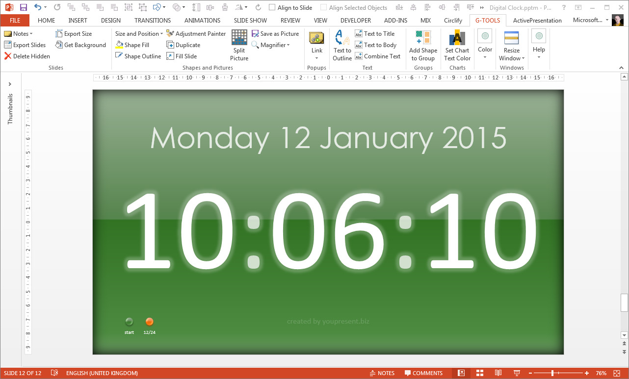 Free PowerPoint Digital Clock, Alarm & Countdown YOUpresent