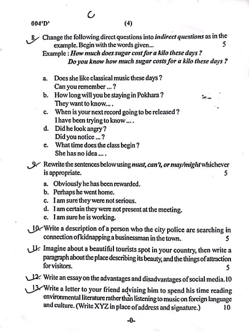 NEB Class 12 Compulsory English Question Paper 2078/5/30 (State Five