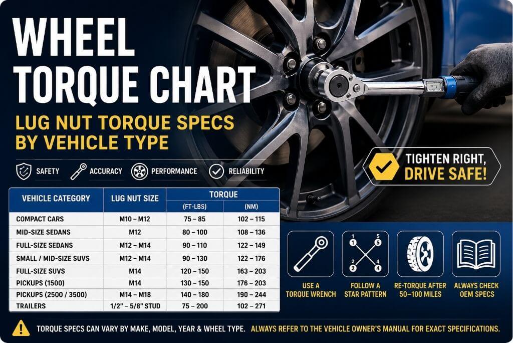 Wheel Torque Chart: Lug Nut Torque Specs by Vehicle Type